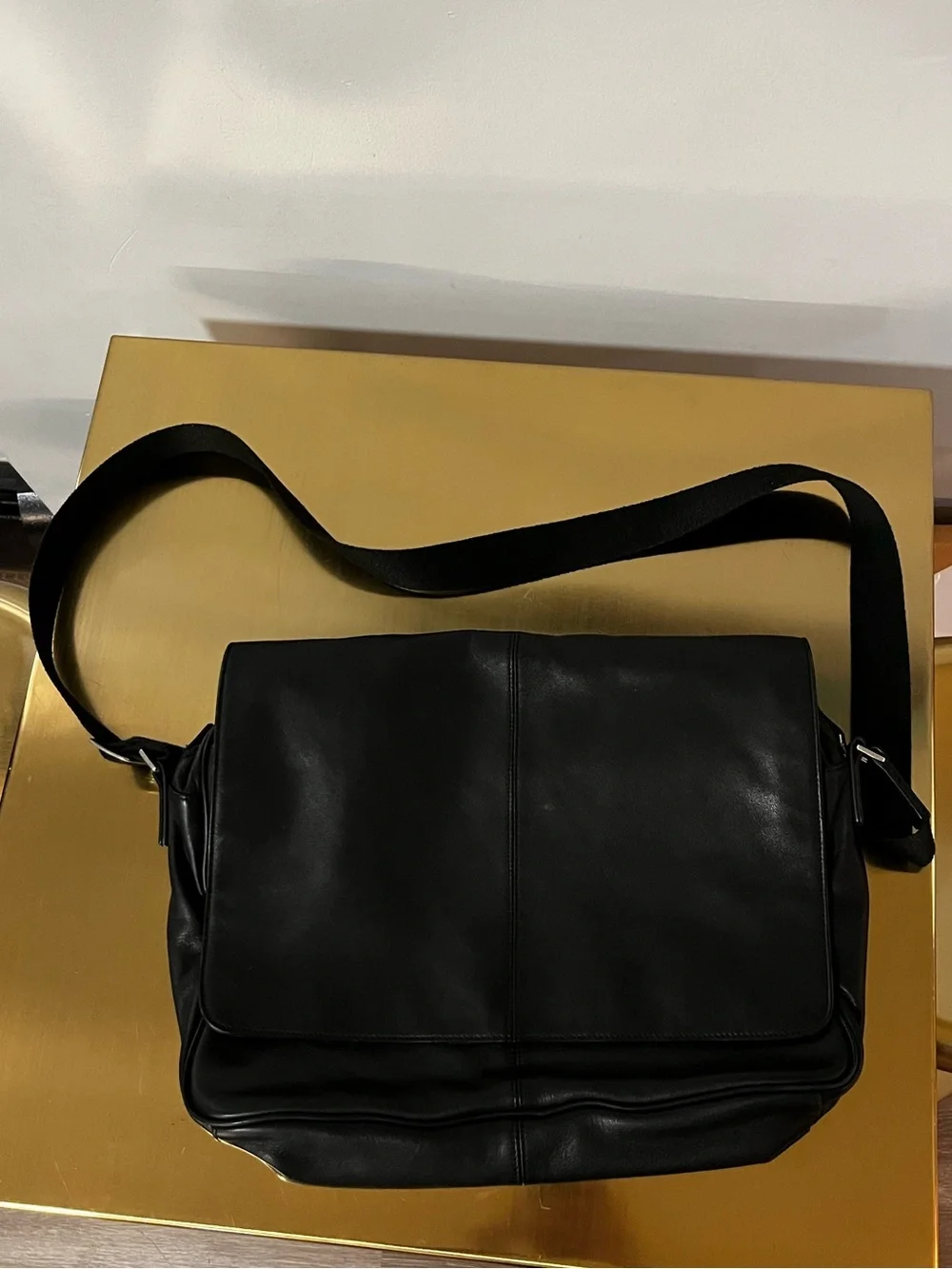 Leatherology Laptop Messenger Bag Black Onyx Full Grain Leather Briefcase Travel